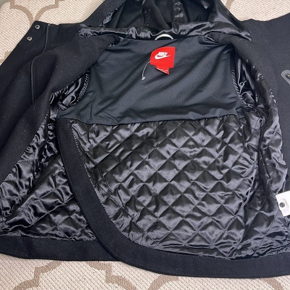 Nike Women's Destroyer Butterfly Black Wool Silver Leather Jacket - Picture 8 of 16